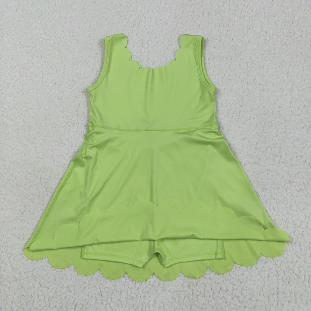 6 Colors Baby Girls Scallop Yoga Sleeveless Shorts Dresses Sisters Activity Wear