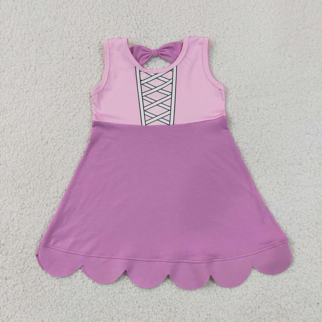 GSD2518  Princess Purple Baby Girls Sleeveless Scallop Dress