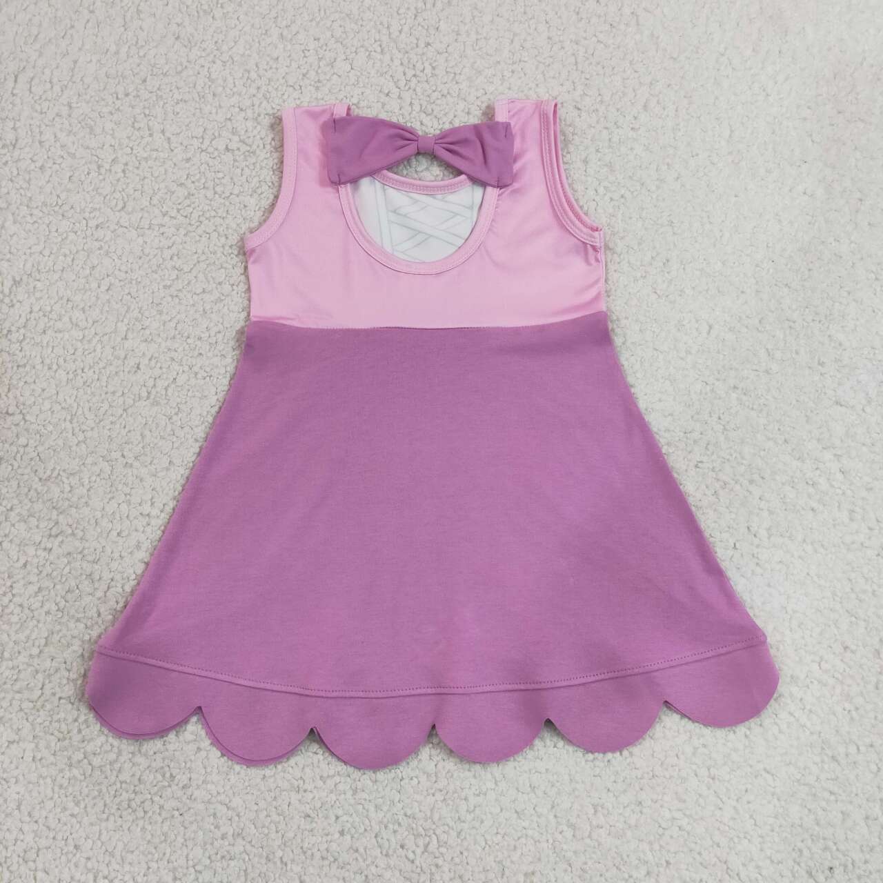 GSD2518  Princess Purple Baby Girls Sleeveless Scallop Dress