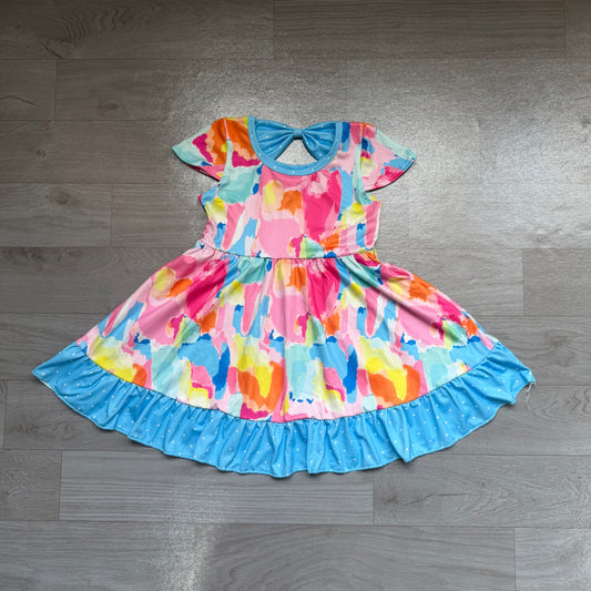 GSD2610 Preorder Baby Girls Tie-Dye Short Sleeve Dress