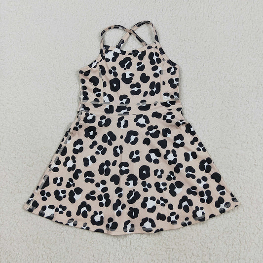 GSD2650 Leopard Strap Ruffle Baby Girls Summer Yoga Dress