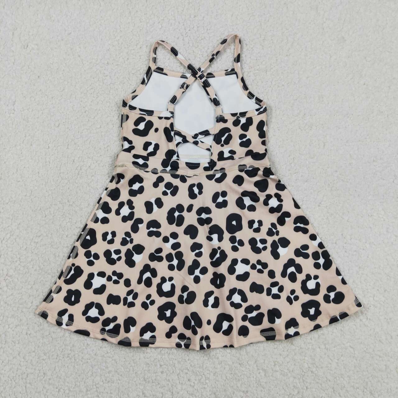GSD2650 Leopard Strap Ruffle Baby Girls Summer Yoga Dress