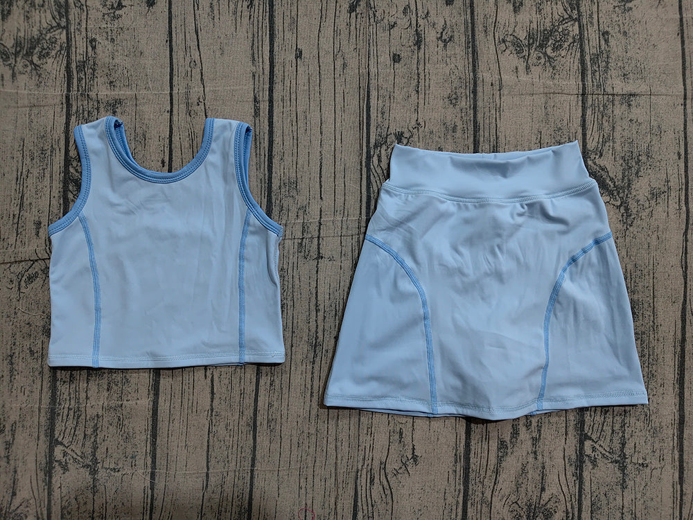 Preorder GSD2674 Blue Tank Top Skirts Shorts Girls Yoga Clothes Set