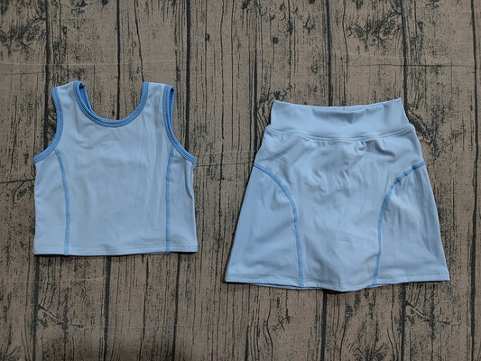 Preorder GSD2674 Blue Tank Top Skirts Shorts Girls Yoga Clothes Set