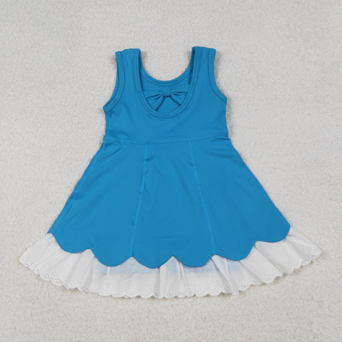 Sibling Baby Girls Sleeveless Flower Bows Yoga Active Shorts Knee Length Dresses