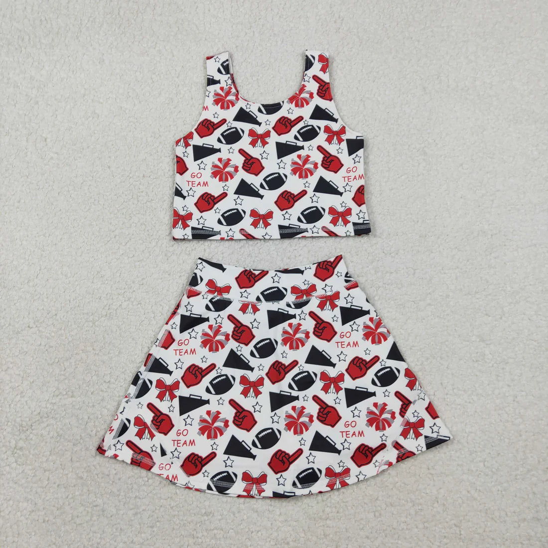 Sibling Baby Girls Go Team Football Cheer Bows Skorts Yoga Active Set Pajamas Sets