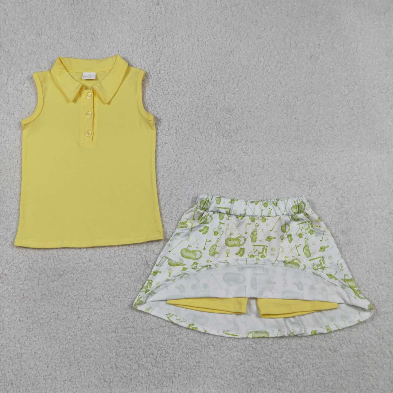 GSD2698 Yellow Sleeveless Top Golf Skort Girls Summer Clothes Set