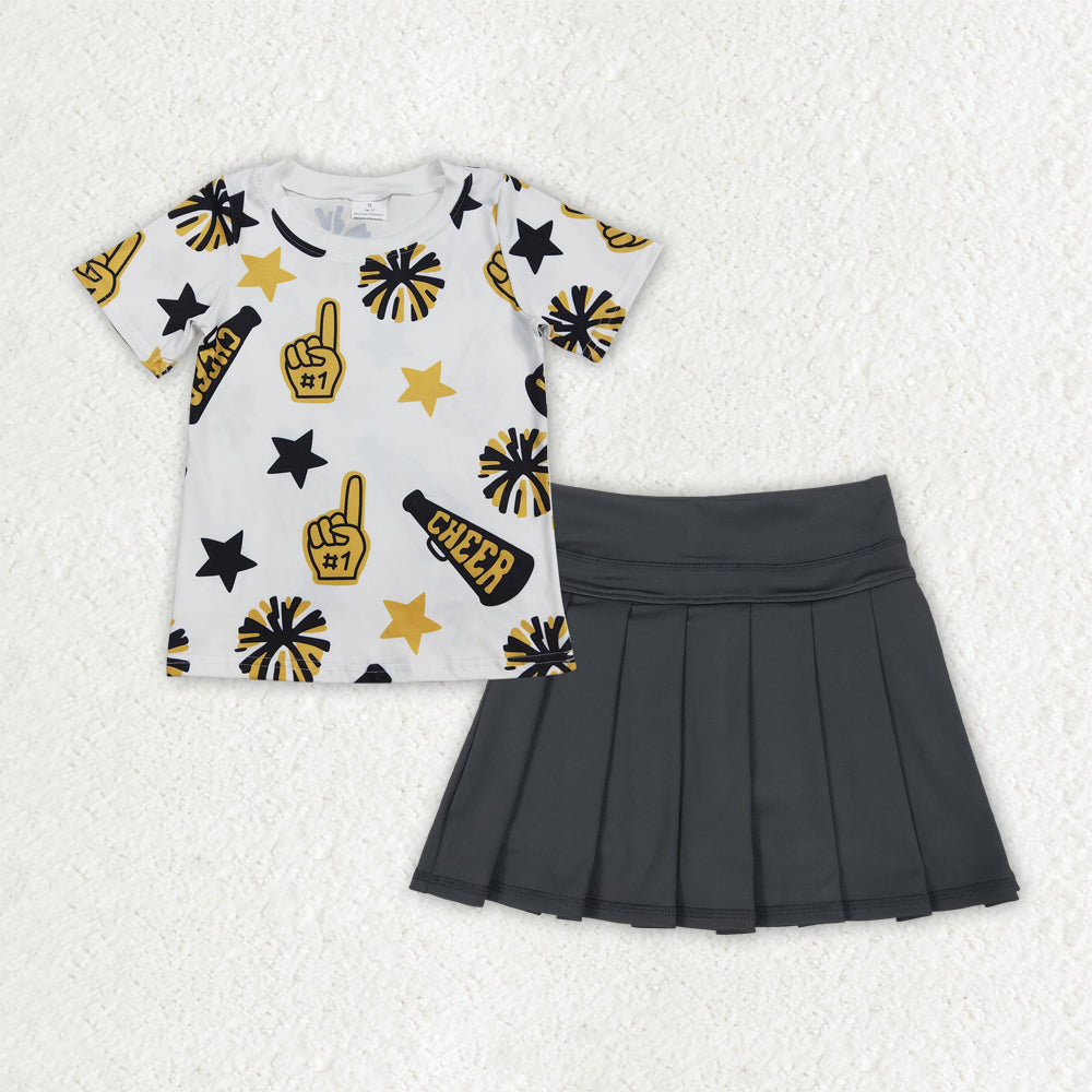 7 Colors Teams Cheer Stars Top Yoga Skort Girls Summer Active Clothes Set Sisters Styles