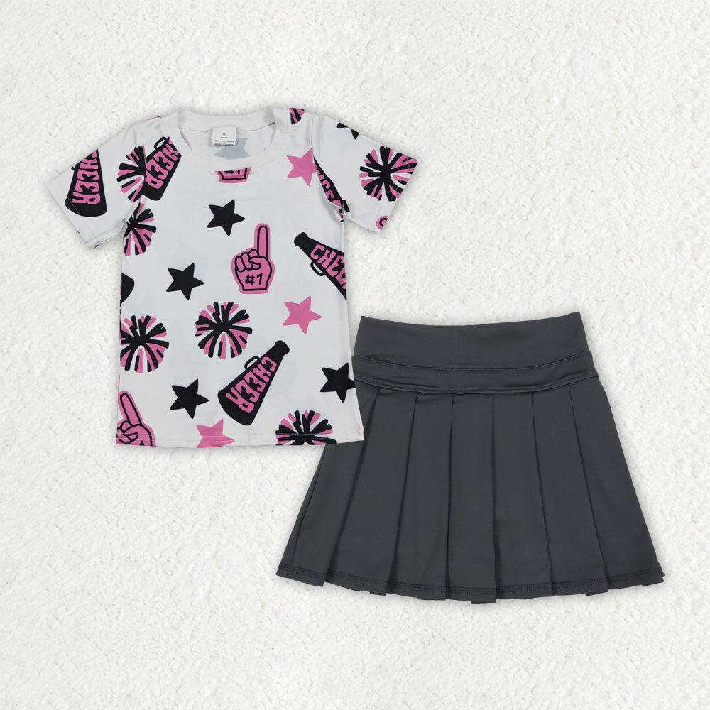 7 Colors Teams Cheer Stars Top Yoga Skort Girls Summer Active Clothes Set Sisters Styles