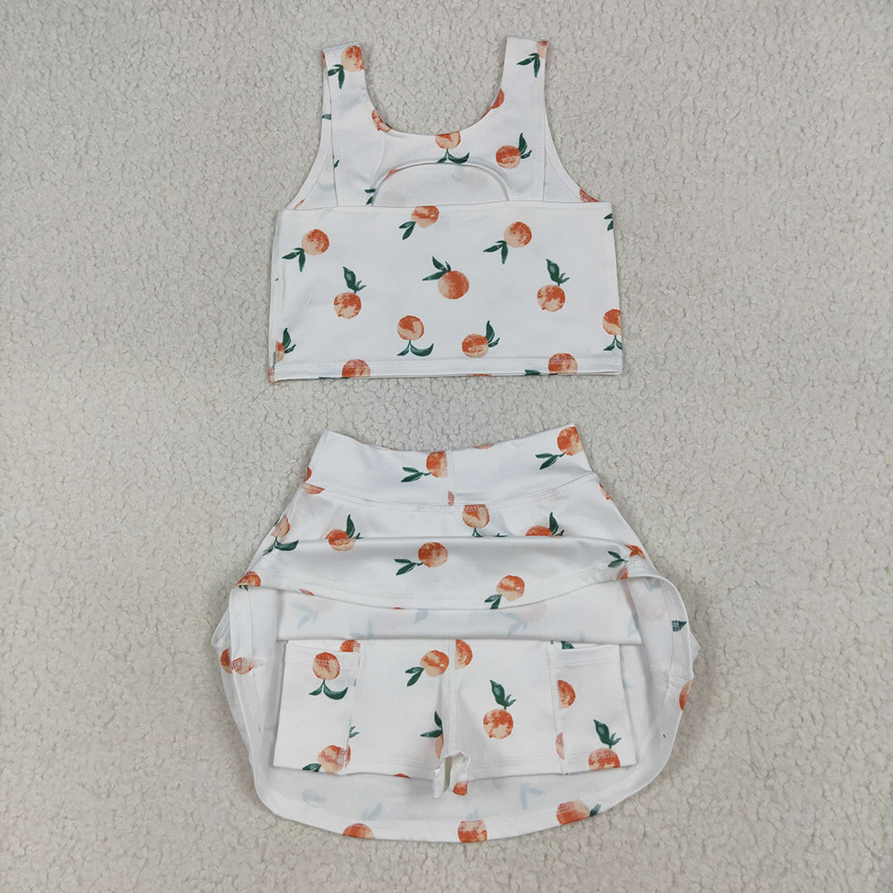 6 Print Tank Top Skirts Shorts Girls Summer Yoga Clothes Set Sibling Wear