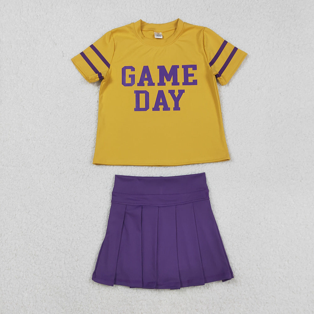 8 Colors Teams Game Day Top Skort Girls Summer Active Clothes Set Sisters Yoga Styles
