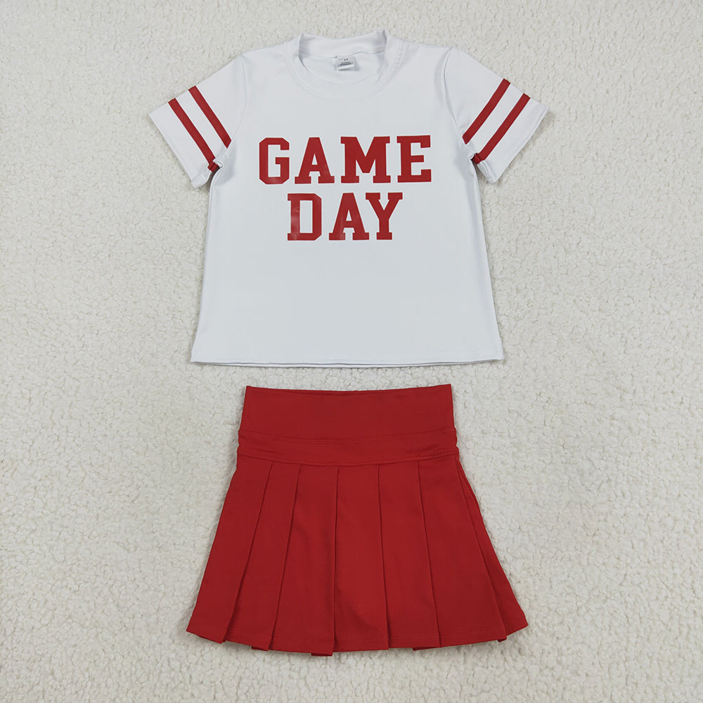 GSD2742 Game Day Top Red Skirts Shorts Girls Summer Yoga Clothes Set