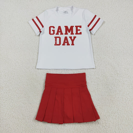 GSD2742 Game Day Top Red Skirts Shorts Girls Summer Yoga Clothes Set