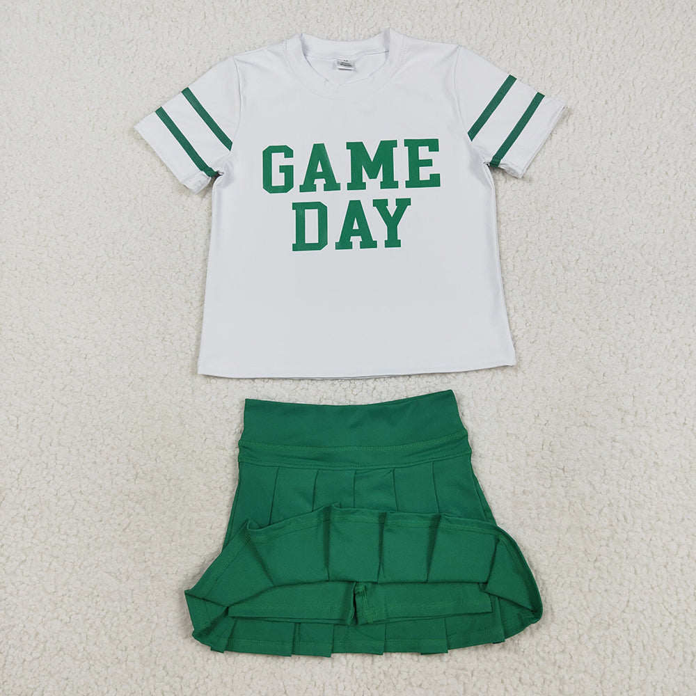 8 Colors Teams Game Day Top Skort Girls Summer Active Clothes Set Sisters Yoga Styles