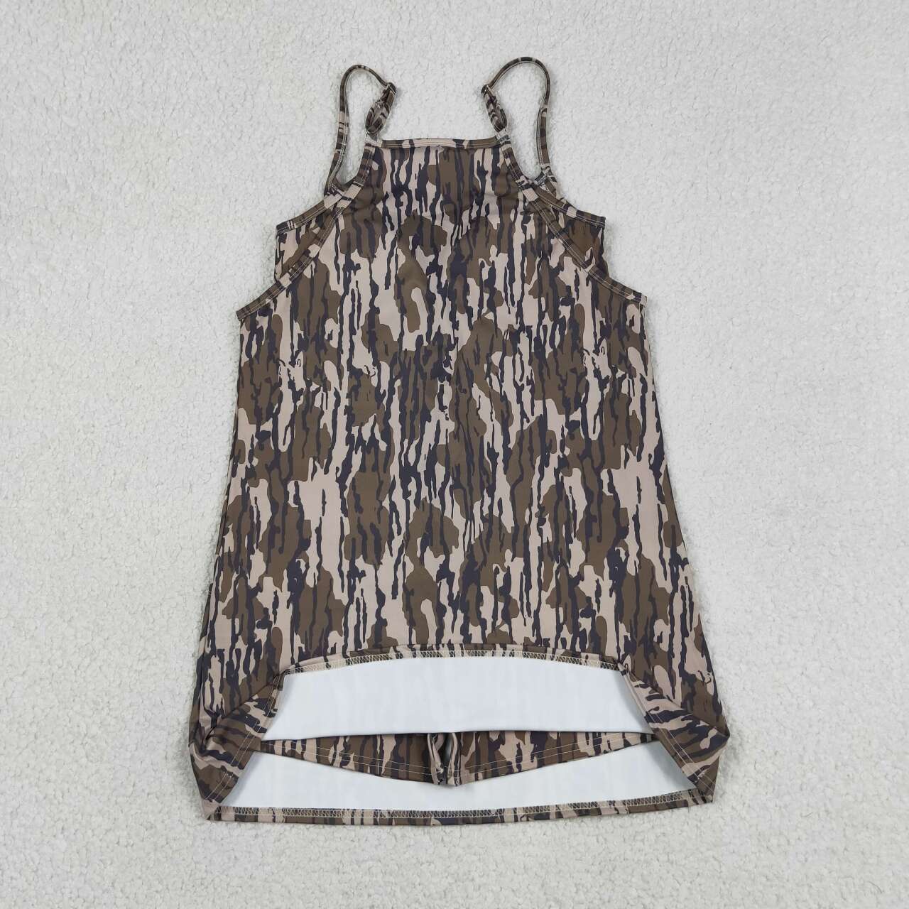 Adult Size Women Green Camo Strap Active Dress Romper With Pocket