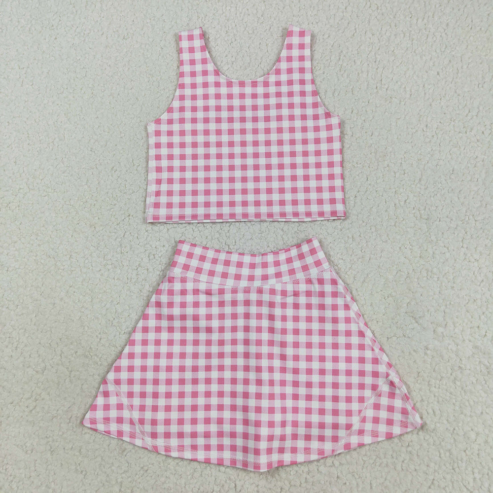 6 Print Tank Top Skirts Shorts Girls Summer Yoga Clothes Set Sibling Wear