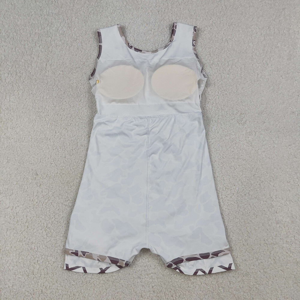 GSD2819 Girls’ Camouflage Grey Waffle Print Sleeveless Yoga Dress