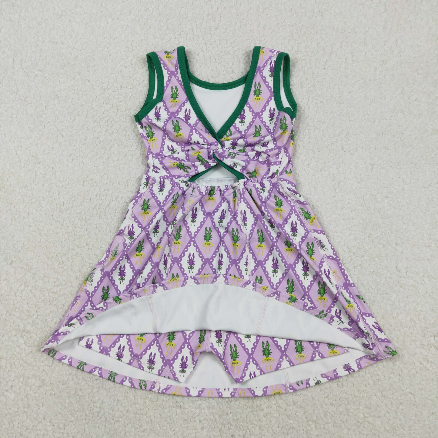 Sibling Baby Girls Sleeveless Mardigras Yoga Active Shorts Knee Length Dresses