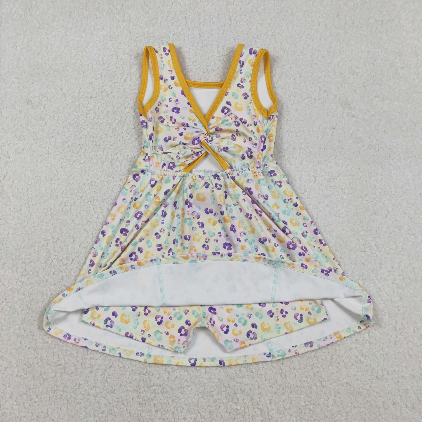 Sibling Baby Girls Mardigras Leopard Yoga Active Shorts Knee Length Dress Skorts Clothes Sets