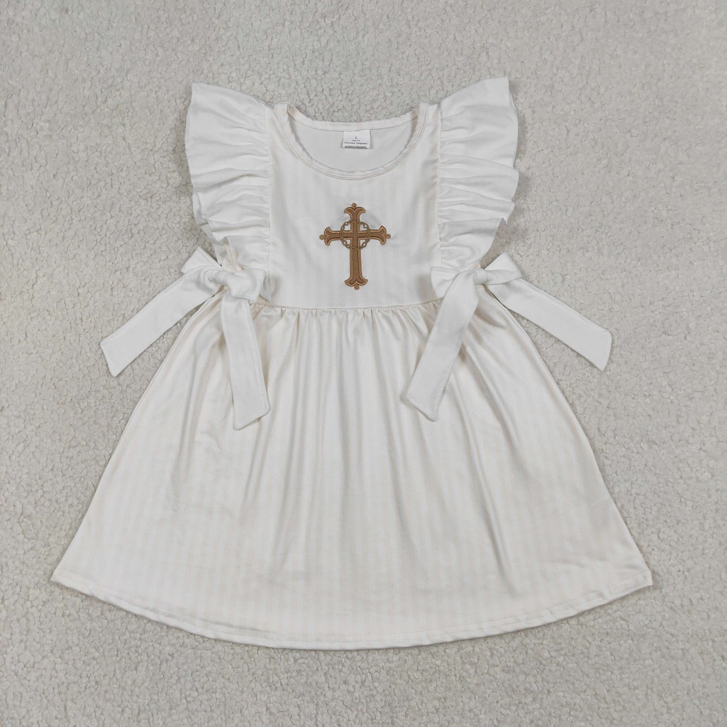 Sibling Baby Boys Girls Embroidery Cross He is Risen Shorts Clothes Set Knee Length Dresses