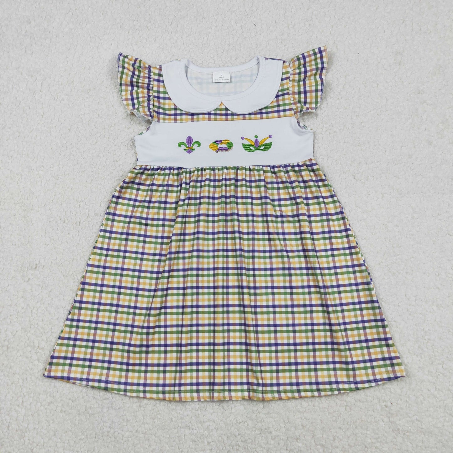 Sibling Baby Kids Mardigras Checked Embroidery Donuts Anchors Shorts Clothes Set Dresses