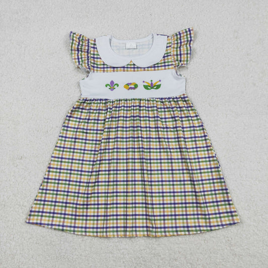 Sibling Baby Kids Mardigras Checked Embroidery Donuts Anchors Shorts Clothes Set Dresses