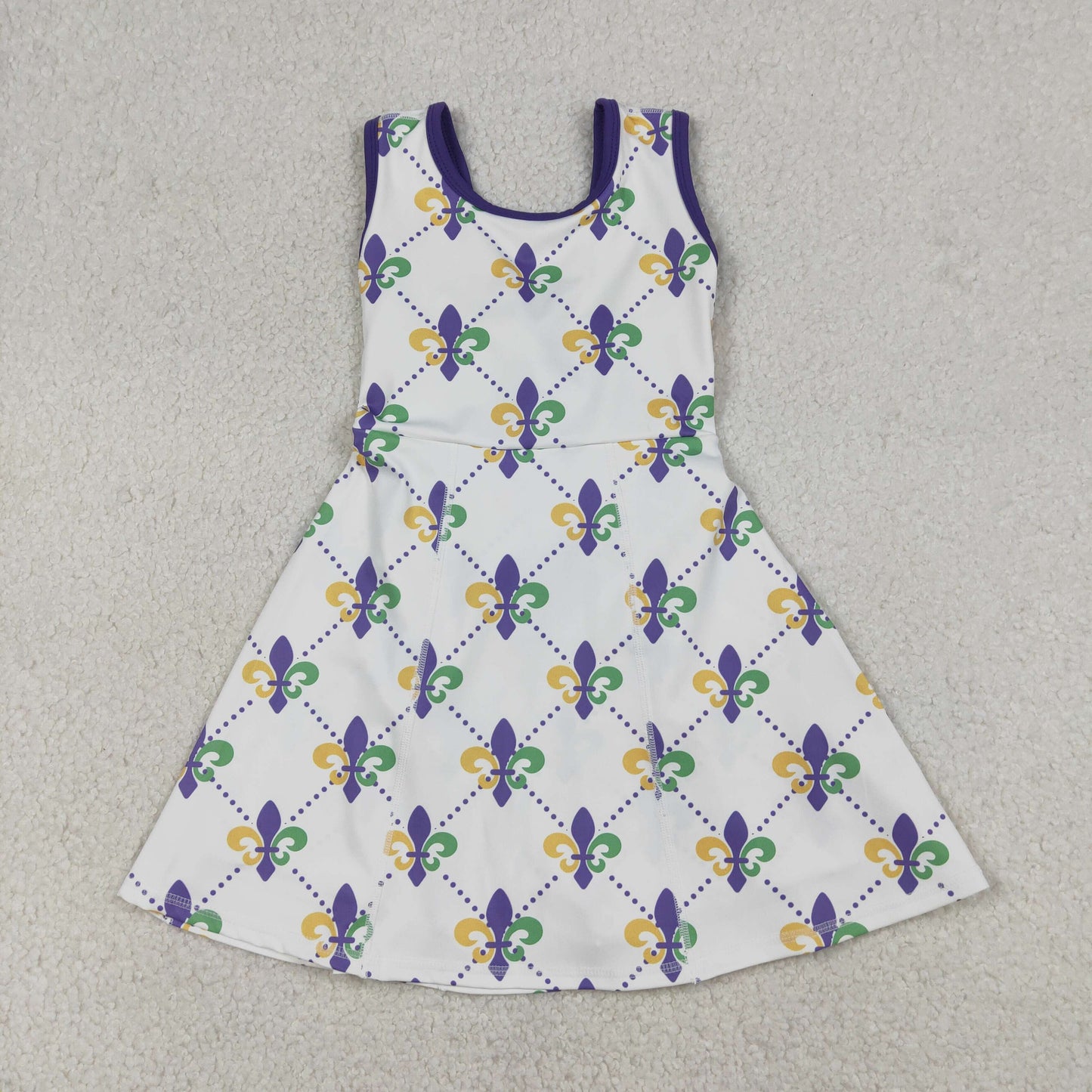Sibling Baby Girls Sleeveless Mardigras Yoga Active Shorts Knee Length Dresses