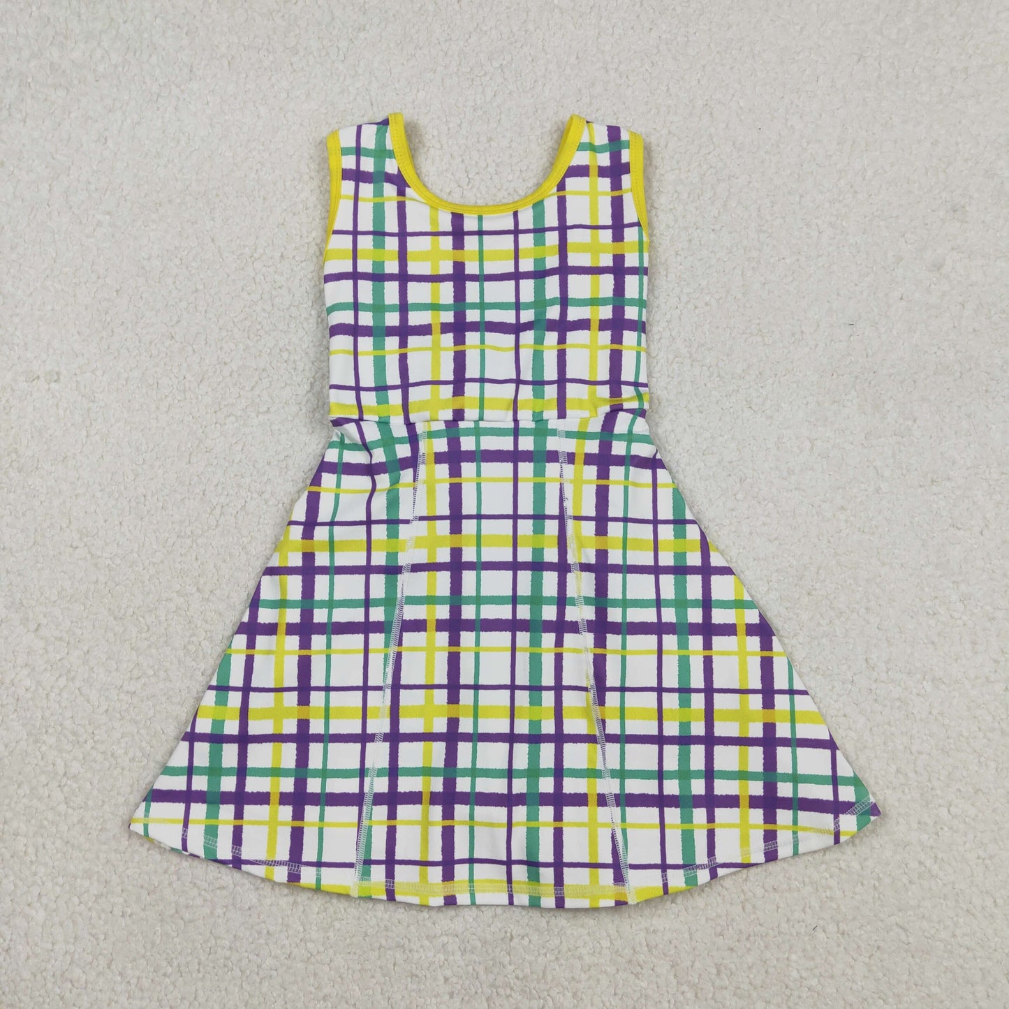 Sibling Baby Girls Sleeveless Mardigras Yoga Active Shorts Knee Length Dresses