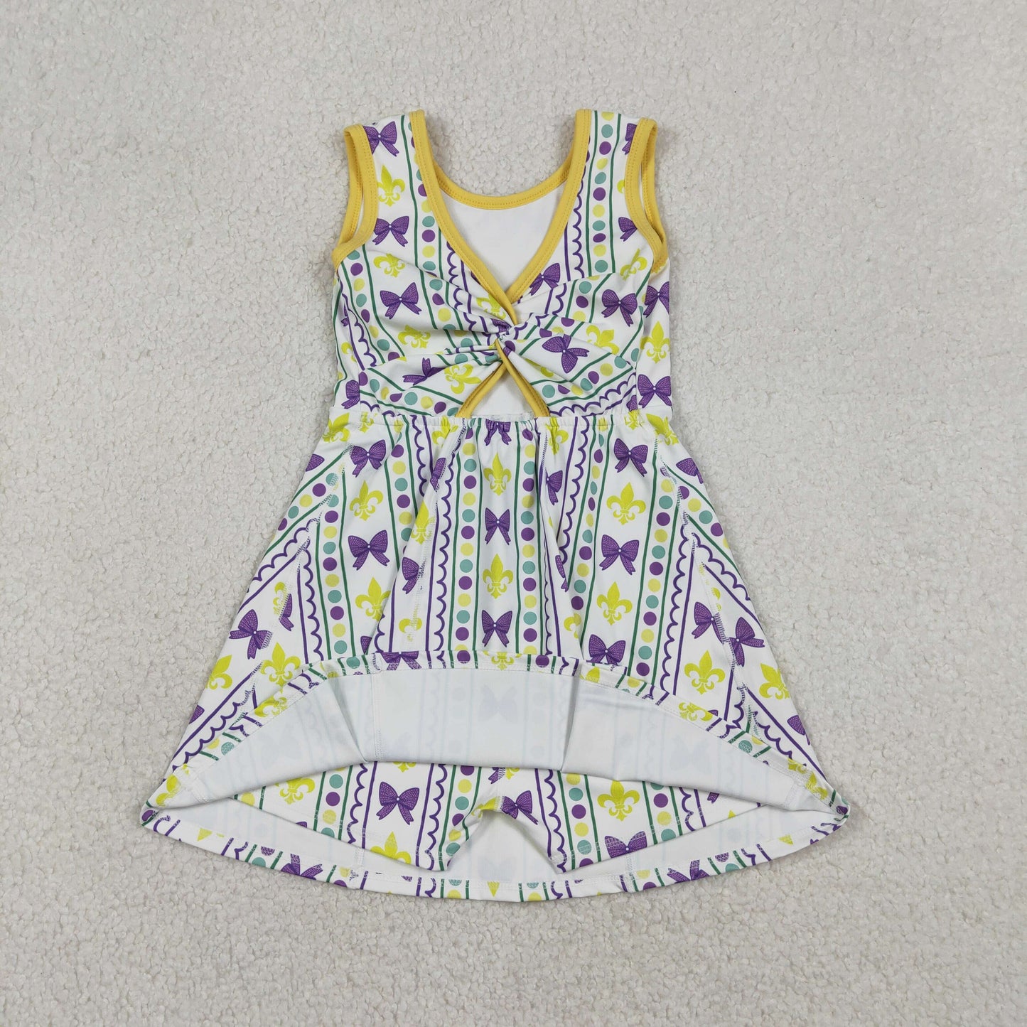 Sibling Baby Girls Sleeveless Mardigras Yoga Active Shorts Knee Length Dresses