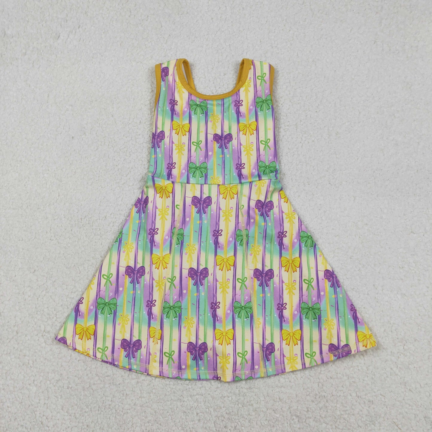 Sibling Baby Girls Sleeveless Mardigras Yoga Active Shorts Knee Length Dresses