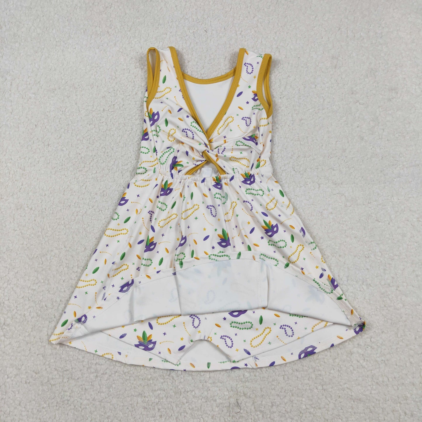 Sibling Baby Girls Sleeveless Mardigras Yoga Active Shorts Knee Length Dresses