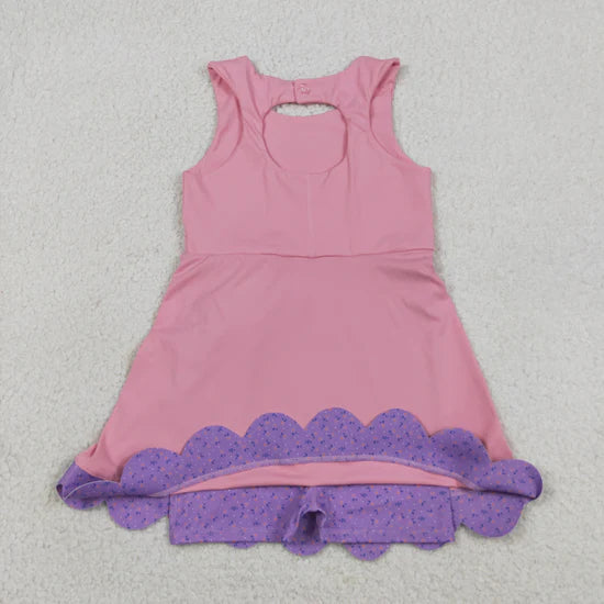 8 Colors Sleeveless Bows Shorts Baby Girls Scallop Knee Length Dresses Sisters Wear