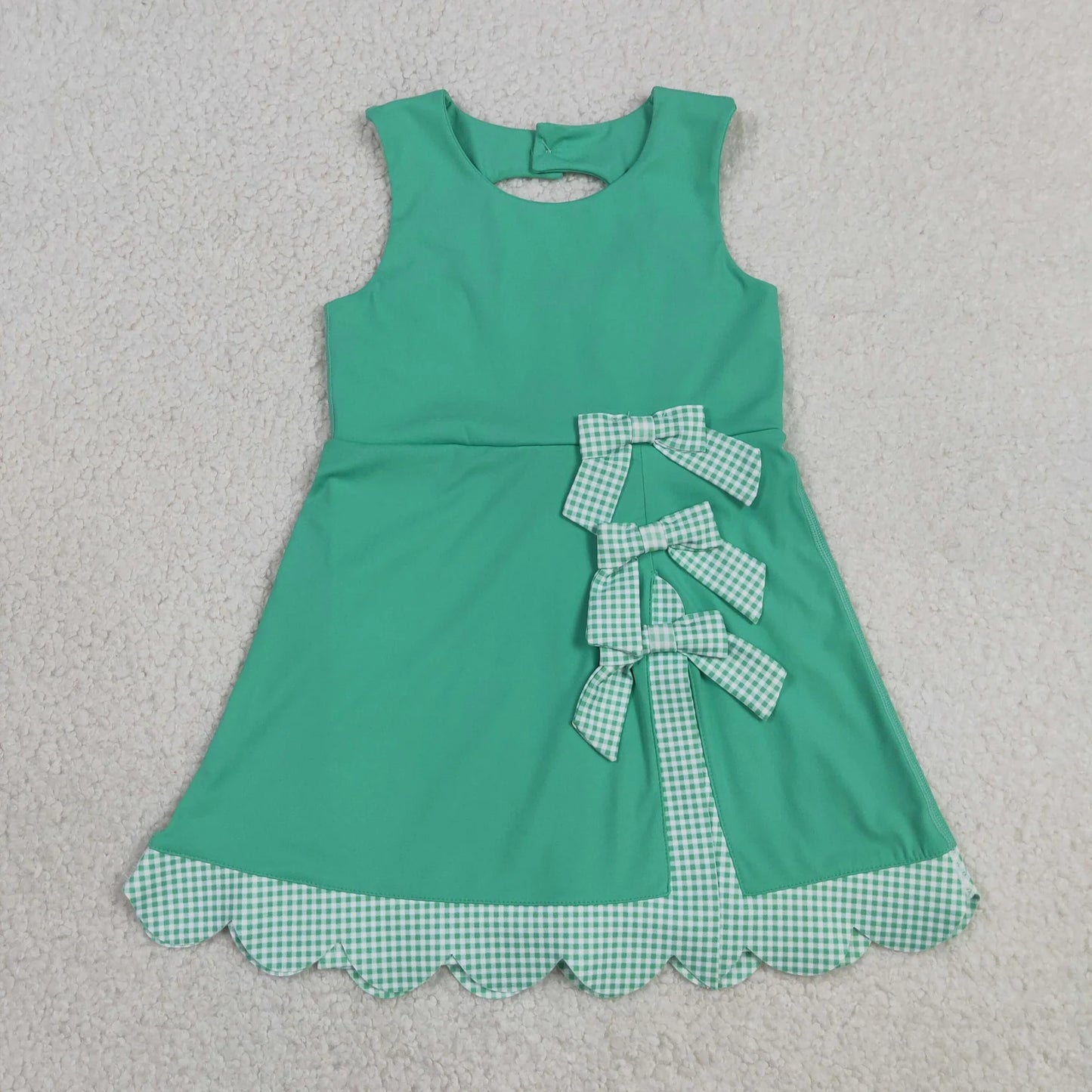 8 Colors Sleeveless Bows Shorts Baby Girls Scallop Knee Length Dresses Sisters Wear