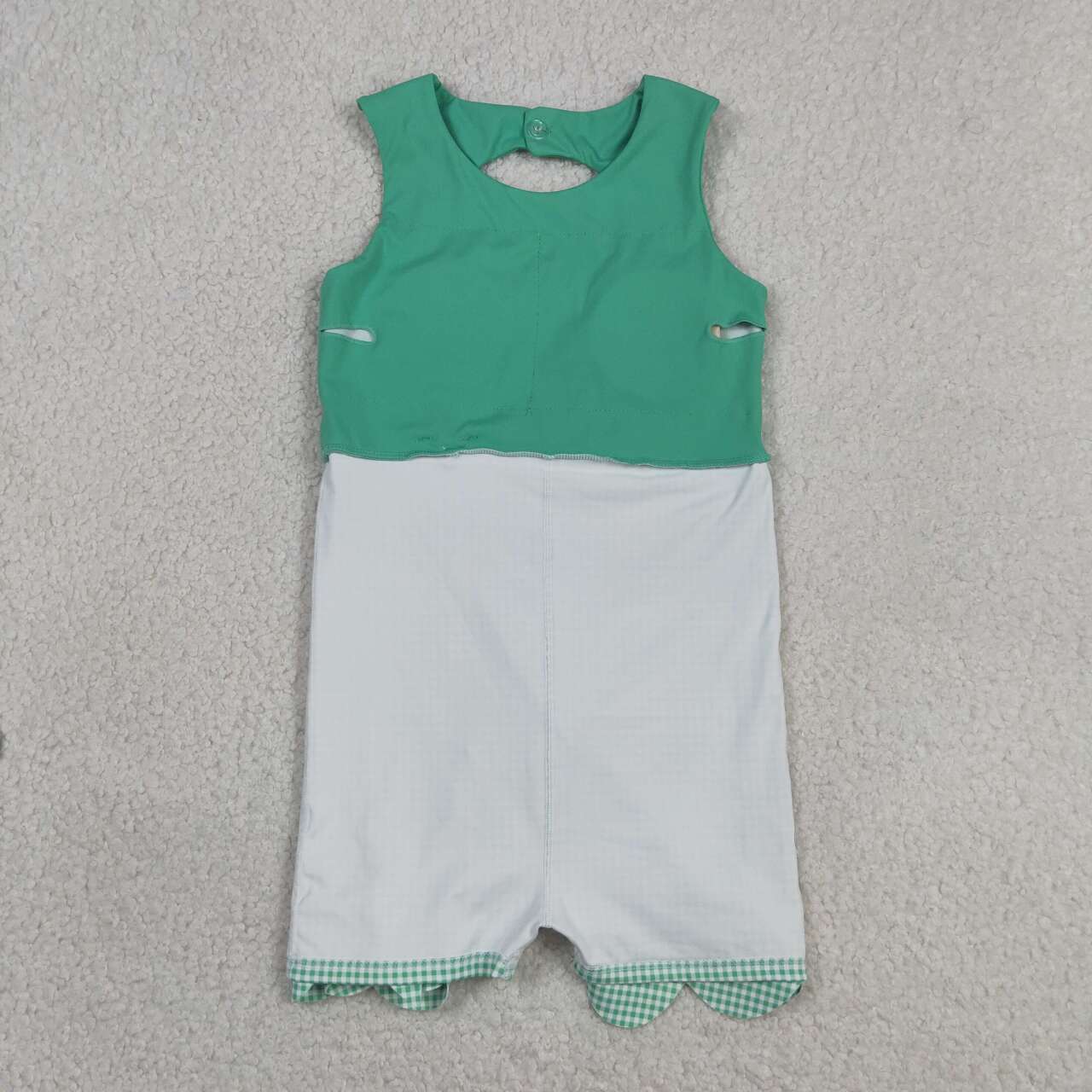 Baby Girls Green Gingham Bow Sleeveless Active Dress