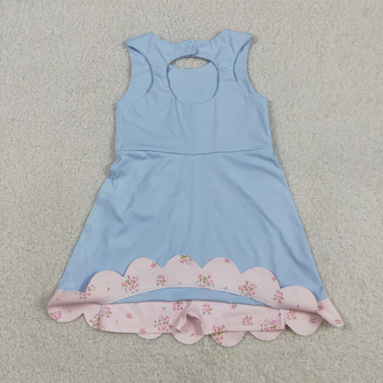 8 Colors Sleeveless Bows Shorts Baby Girls Scallop Knee Length Dresses Sisters Wear