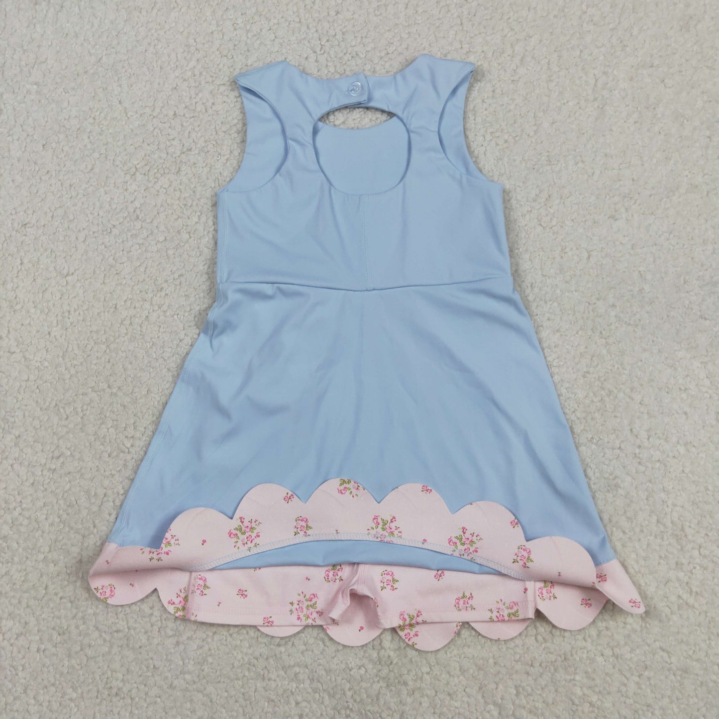 Sibling Baby Girls Sleeveless Bows Shorts Scallop Knee Length Dresses