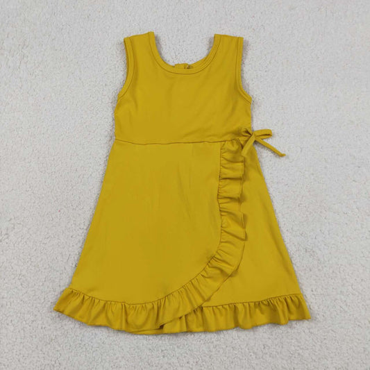 4 Colors Baby Girls Ruffle Yoga Sleeveless Zipper Shorts Dresses Sisters Wear