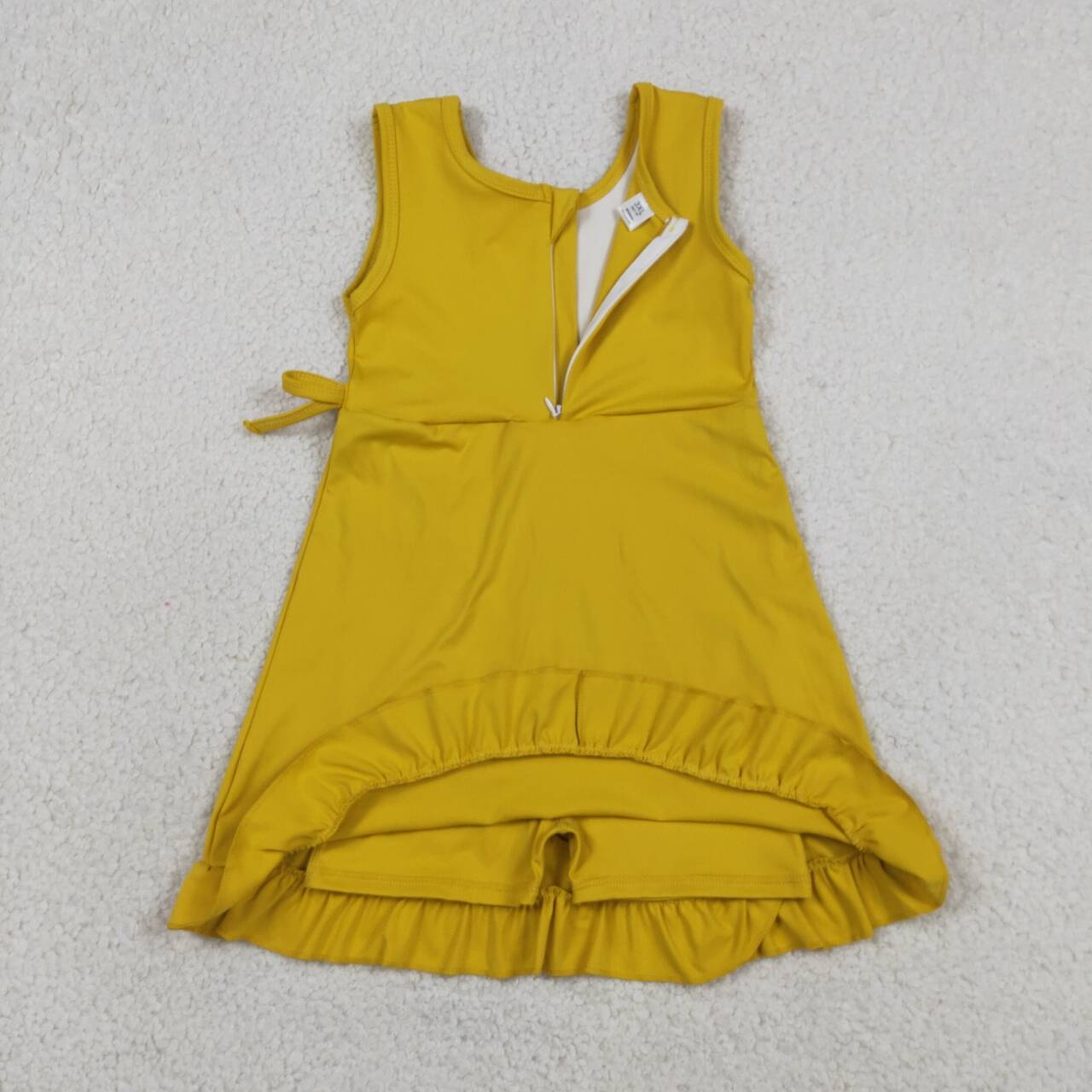 4 Colors Baby Girls Ruffle Yoga Sleeveless Zipper Shorts Dresses Sisters Wear