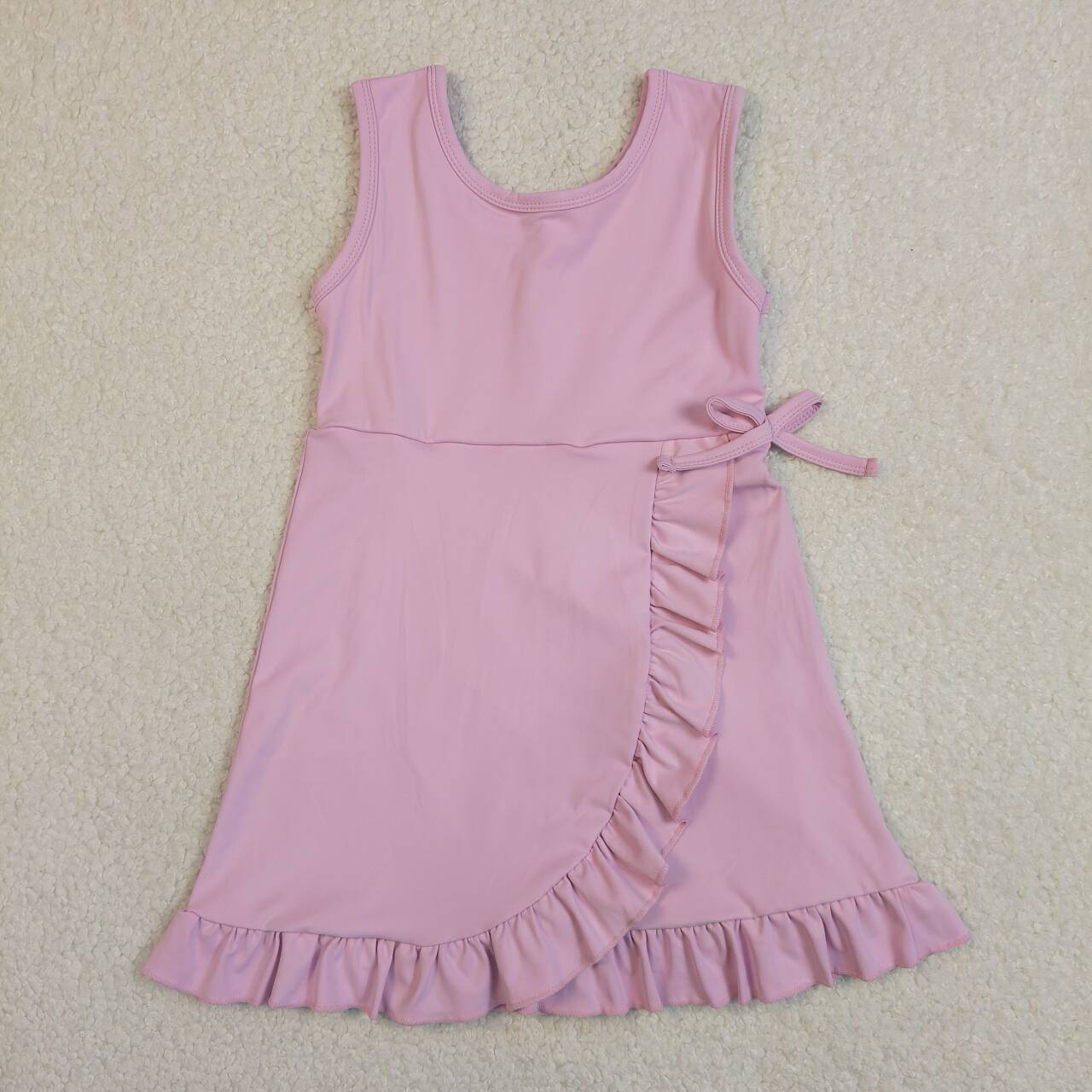4 Colors Baby Girls Ruffle Yoga Sleeveless Zipper Shorts Dresses Sisters Wear