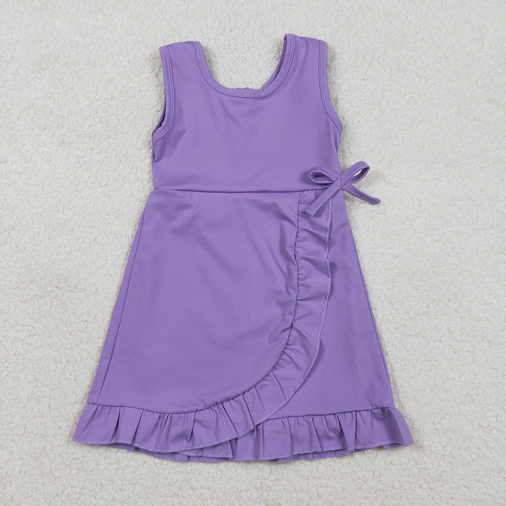 4 Colors Baby Girls Ruffle Yoga Sleeveless Zipper Shorts Dresses Sisters Wear