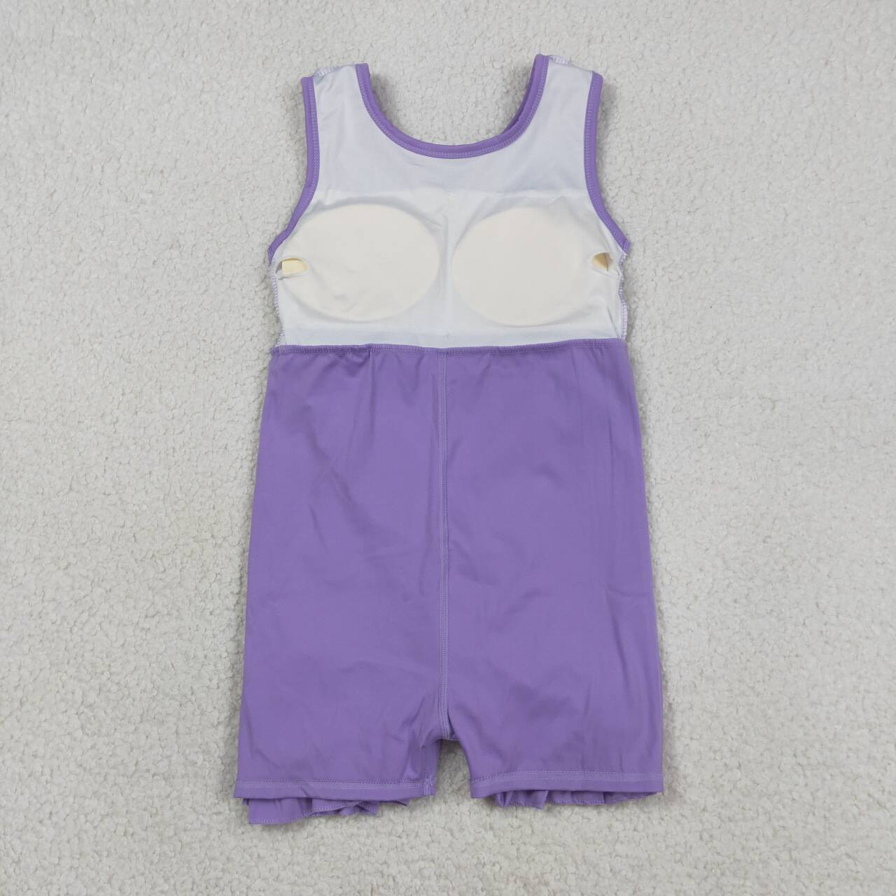 GSD3036 Girls’ Purple Sleeveless Zipper Ruffle Yoga Dress