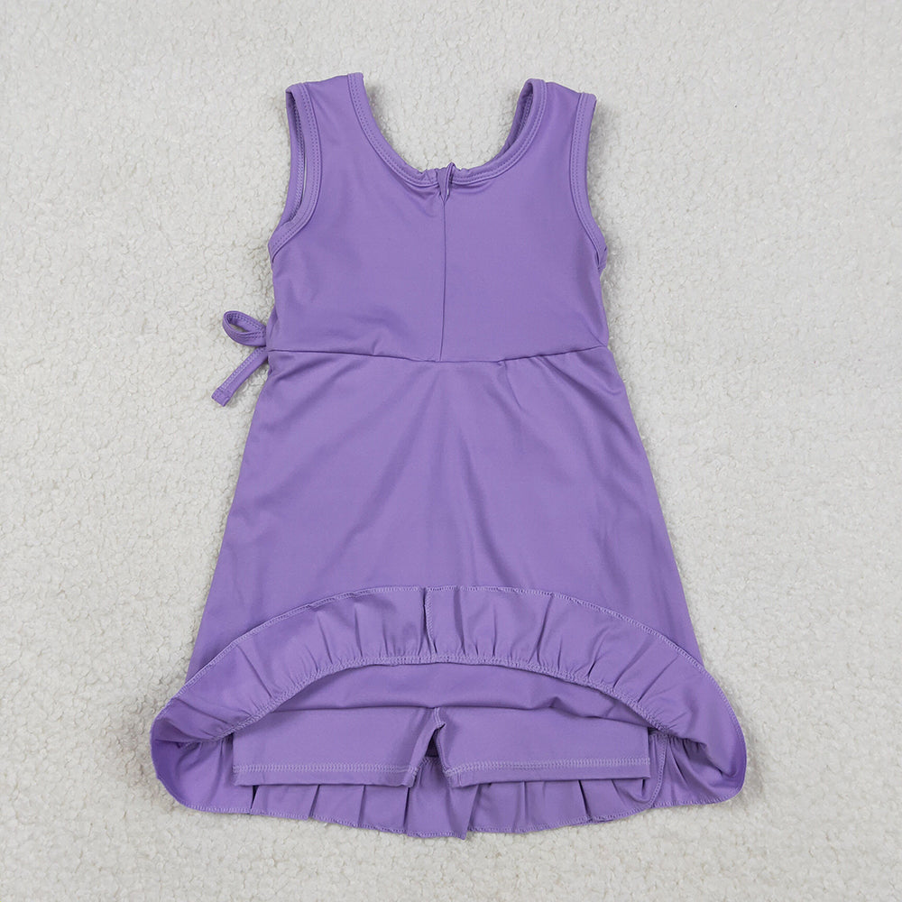4 Colors Baby Girls Ruffle Yoga Sleeveless Zipper Shorts Dresses Sisters Wear