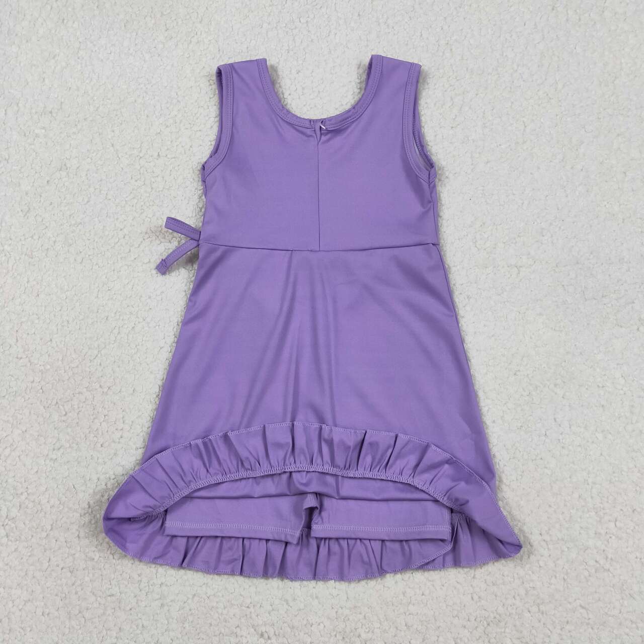GSD3036 Girls’ Purple Sleeveless Zipper Ruffle Yoga Dress