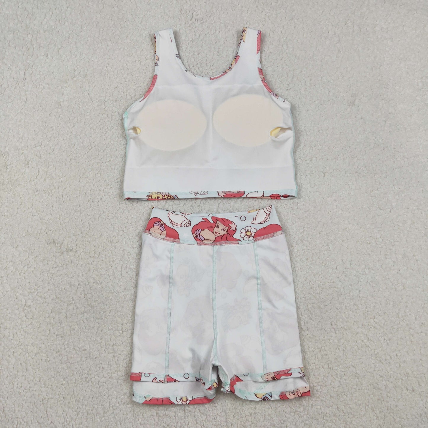 Sibling Baby Girls Cartoon Vest Top Skirt Shorts Yoga Activity Wear Clothes Sets