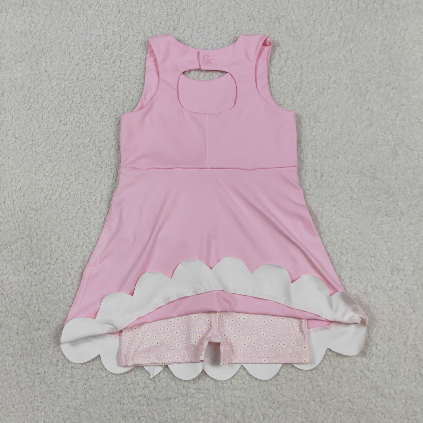 Sibling Baby Girls Sleeveless Bows Shorts Scallop Knee Length Dresses