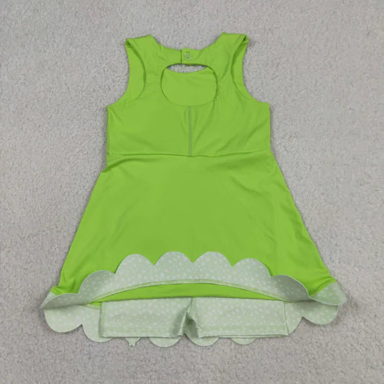 8 Colors Sleeveless Bows Shorts Baby Girls Scallop Knee Length Dresses Sisters Wear