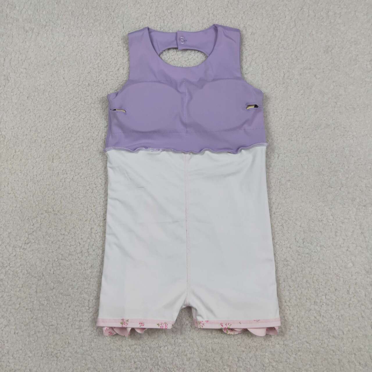 GSD3317 Pink Floral Bows Scallop Edge Baby Girls Purple Sleeveless Yoga Dress