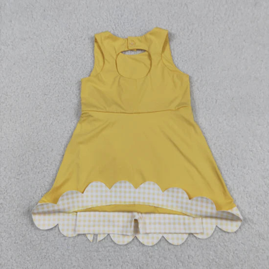 8 Colors Sleeveless Bows Shorts Baby Girls Scallop Knee Length Dresses Sisters Wear