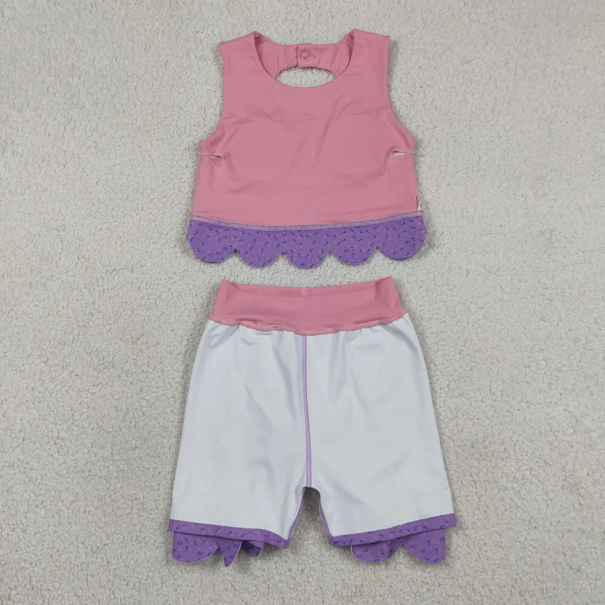 Sibling Baby  Girls  Solid Color Tank Top Gingham Scallop Skort Active Outfit