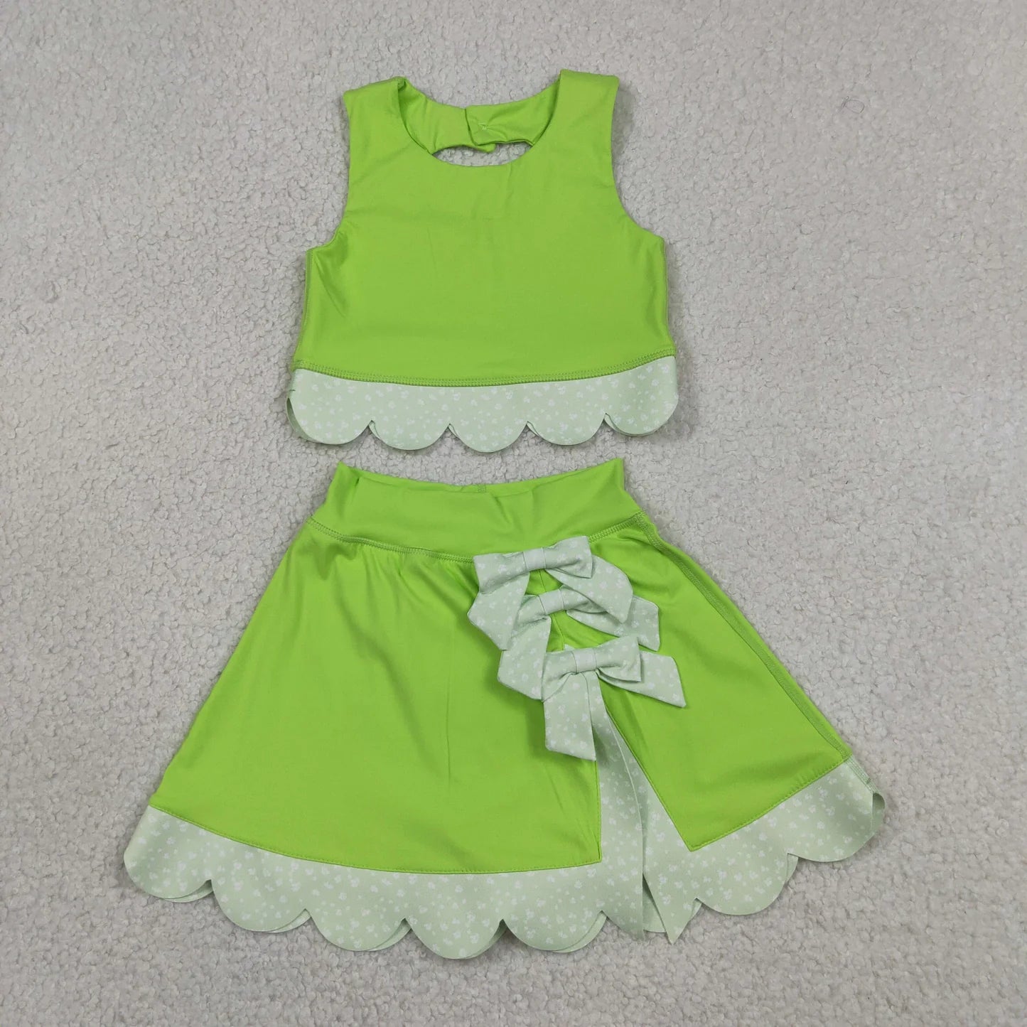Sibling Baby  Girls  Solid Color Tank Top Gingham Scallop Skort Active Outfit